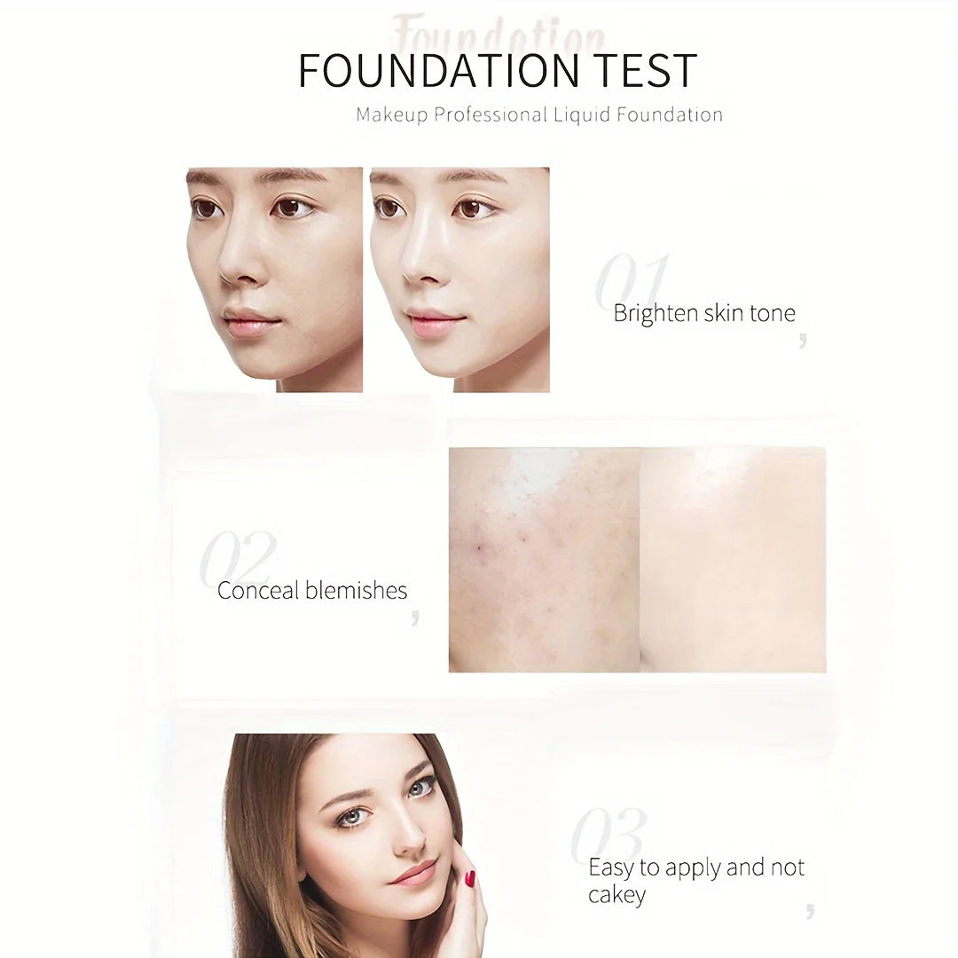 30ml Natural 3-Tone Moisturizing Concealer Full Coverage Pores Dark Circles Ivory Foundation with Easy-Use Pump Head Cosmetics