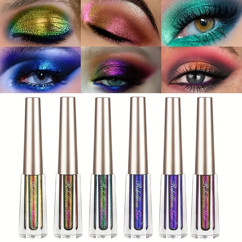 3 Pcs Metal Liquid Chameleon Eye Shadow, Multi-Dimensional Eye Makeup Durable Holographic Flash Multi-color Eye Shadow Cosmetics