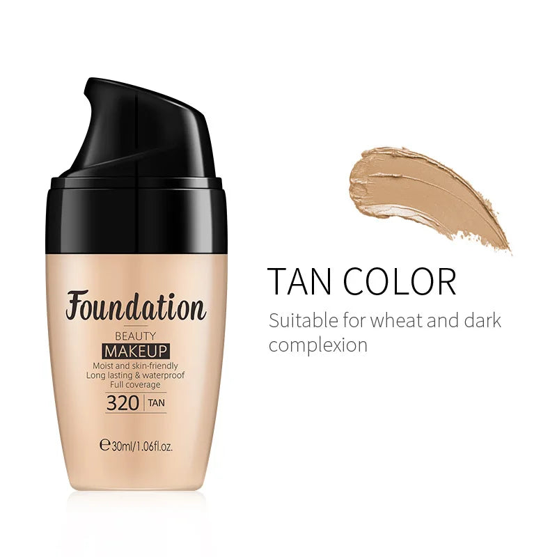 30ml Natural 3-Tone Moisturizing Concealer Full Coverage Pores Dark Circles Ivory Foundation with Easy-Use Pump Head Cosmetics