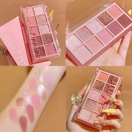 10 Colors Eye Shadow Palette Glitter Pearly Eyeshadow Nude Shiny Long Lasting Waterproof Charming Eyes Make Up Palette Cosmetics